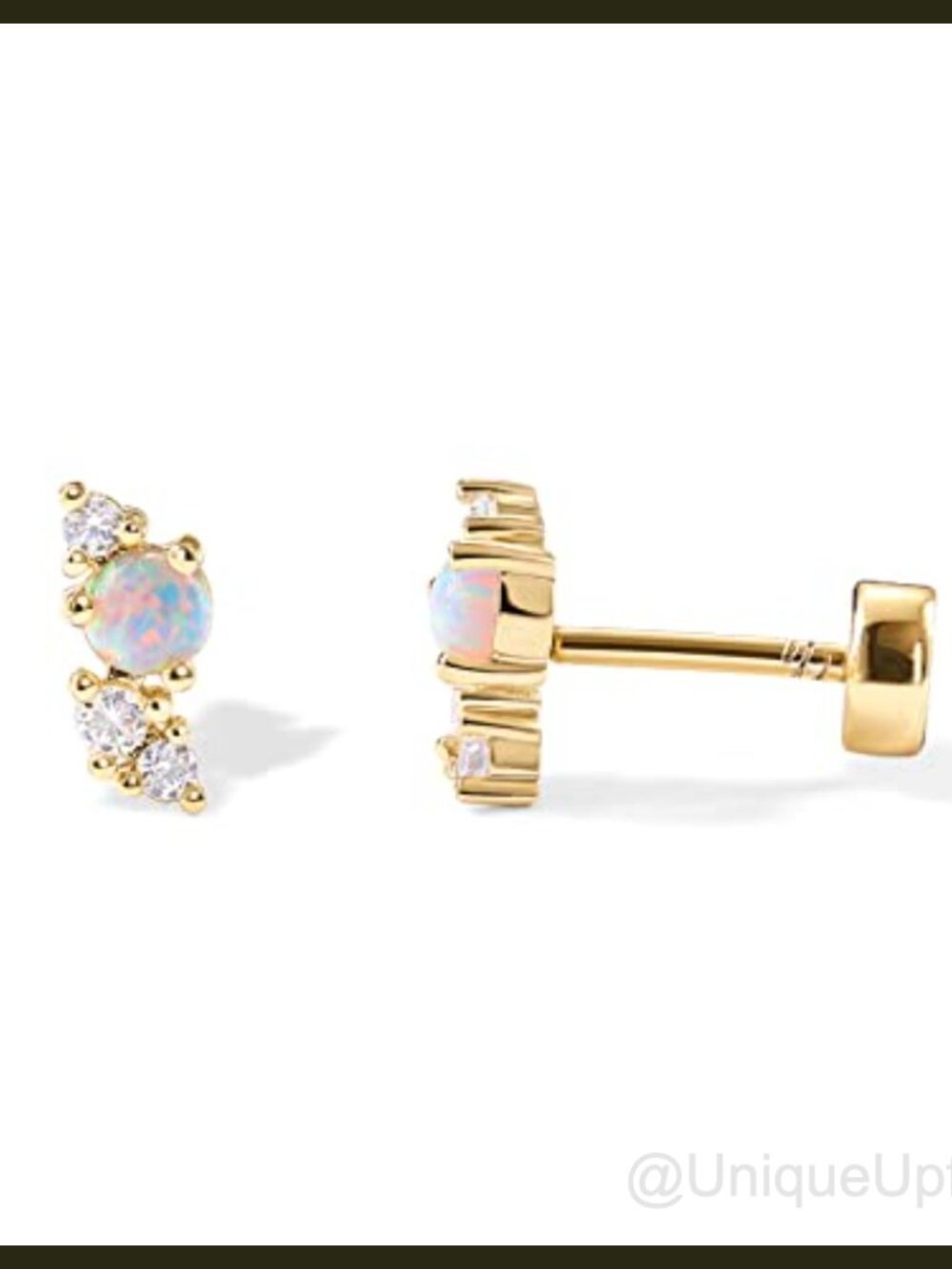 Dainty Flat Back Stud Earrings 14K Gold Plated CZ Screw Back Hypoallergenic
